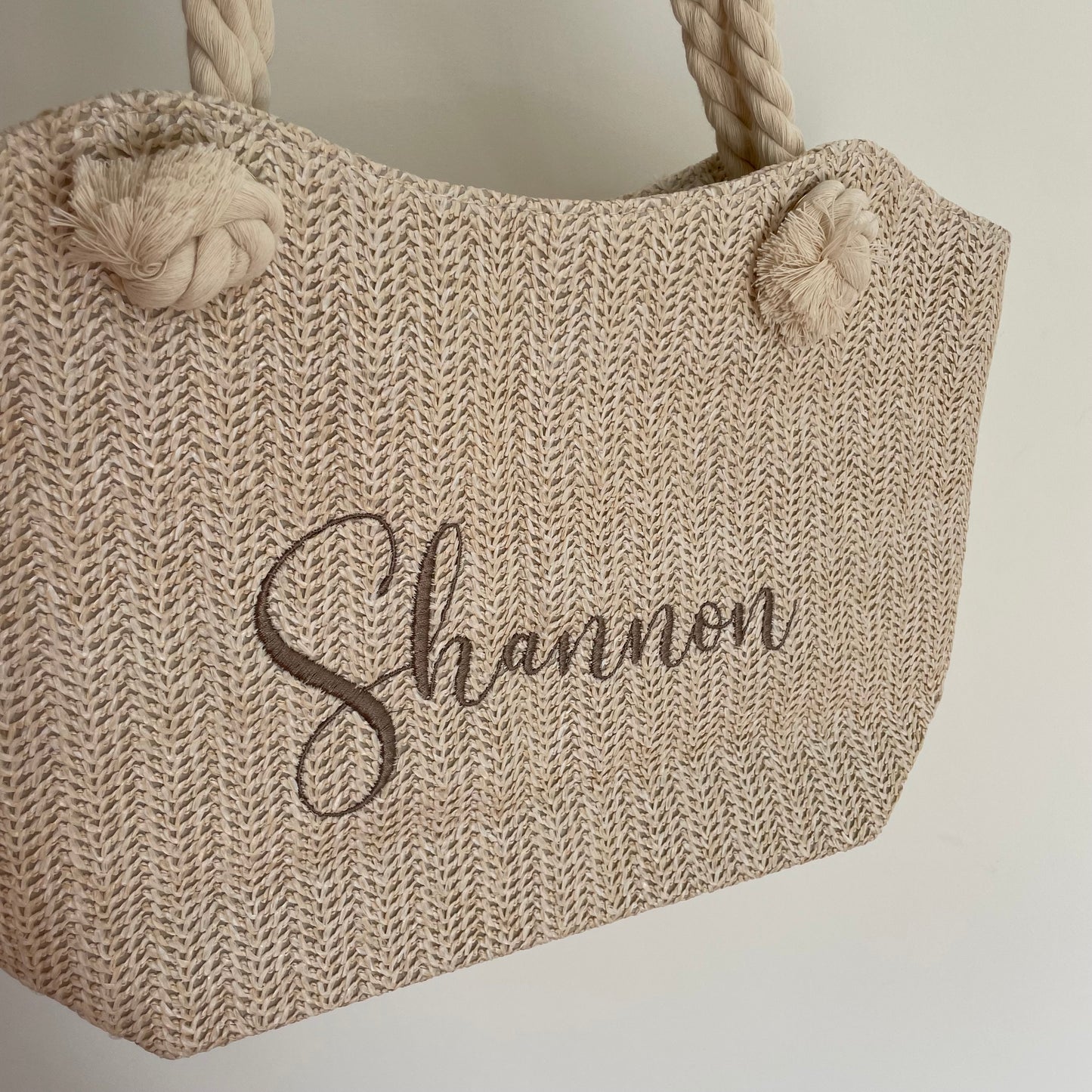 Personalised WILLOW Straw Rope Handle Tote & Clutch bag