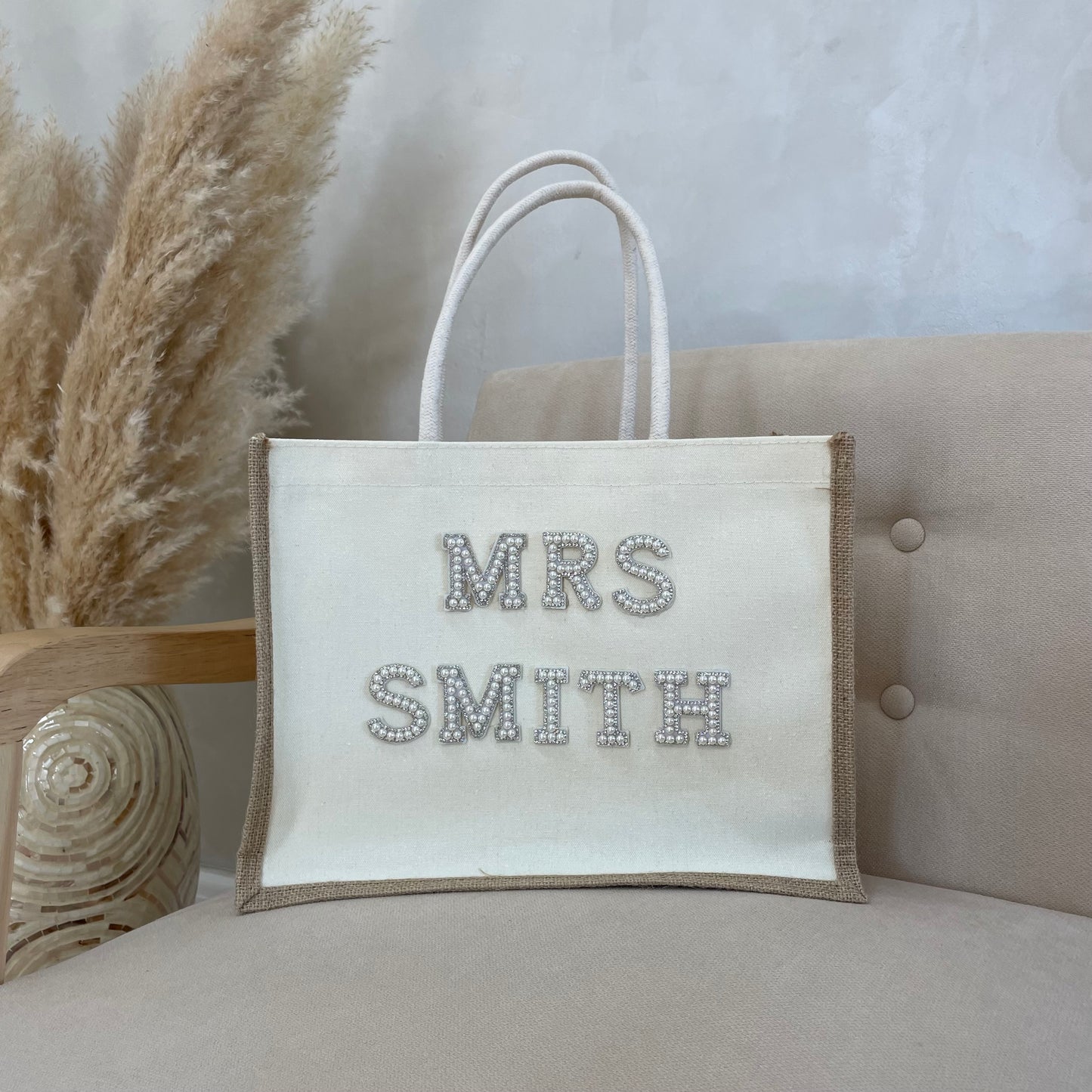 Personalised Pearl Patch Tote Bag