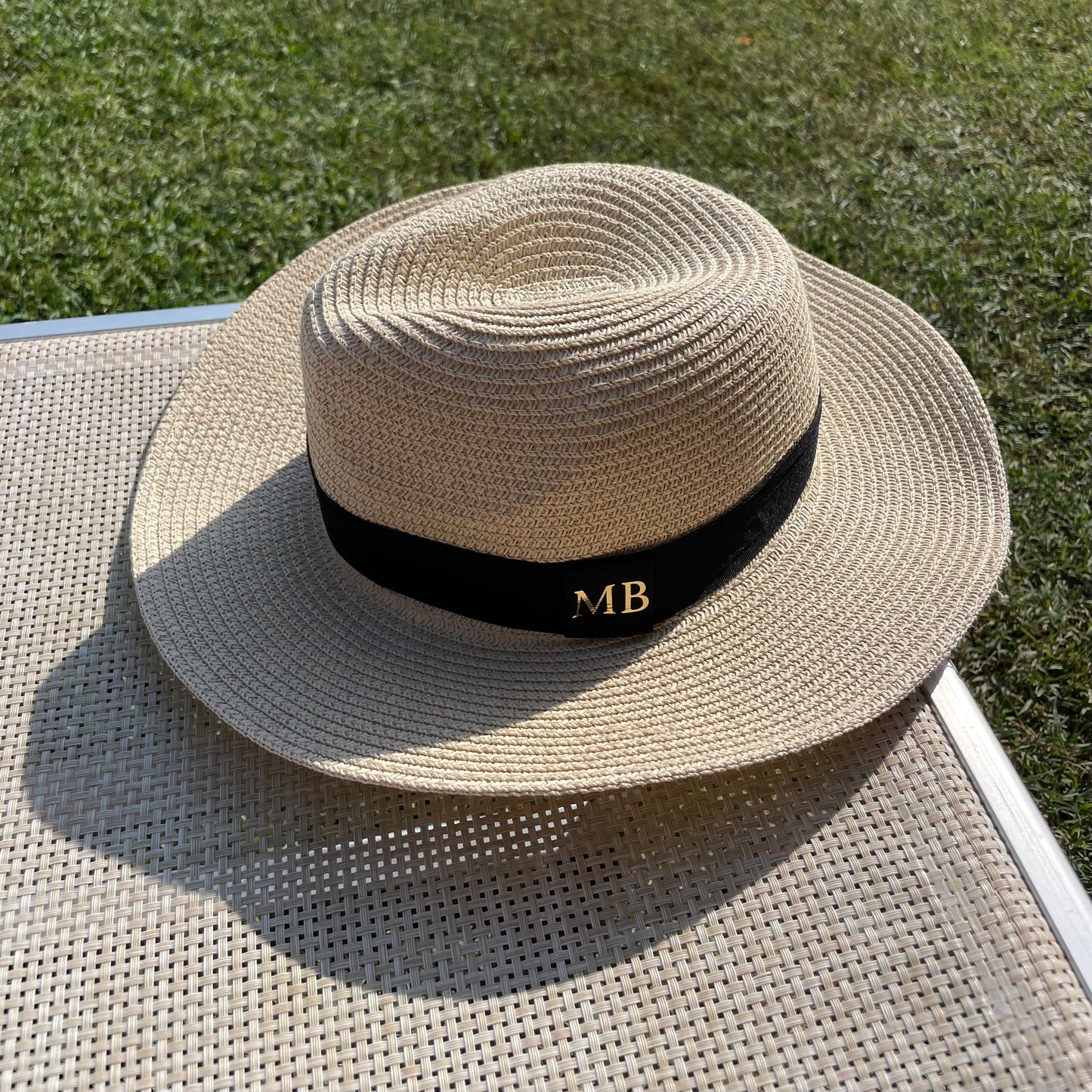 Personalised Initial Monogram Beach Summer Fedora Sun Hat Straw Hat