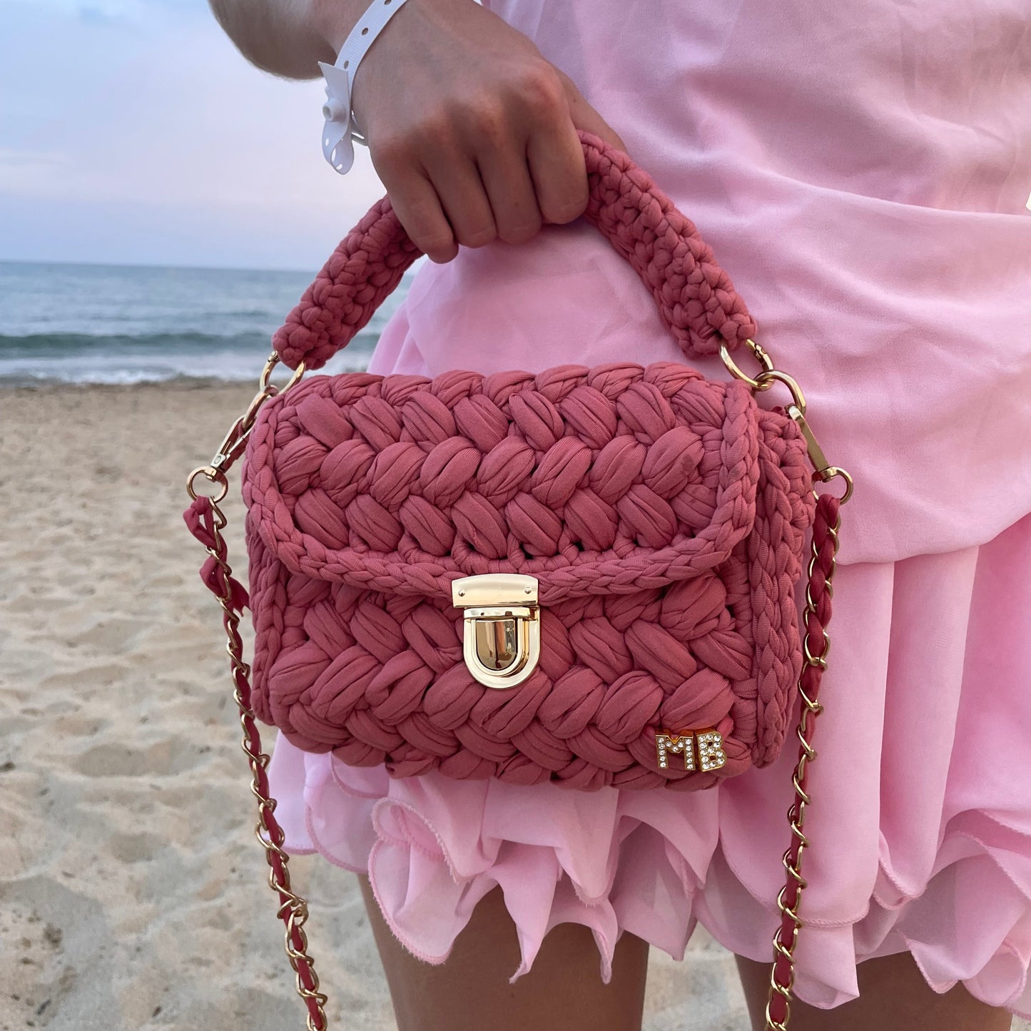 Personalised ALISHA Crotchet Woven Cross Body Bag