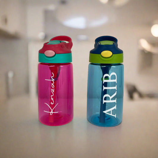 Personalised Multi Coloured Childrens Straw Water Bottle