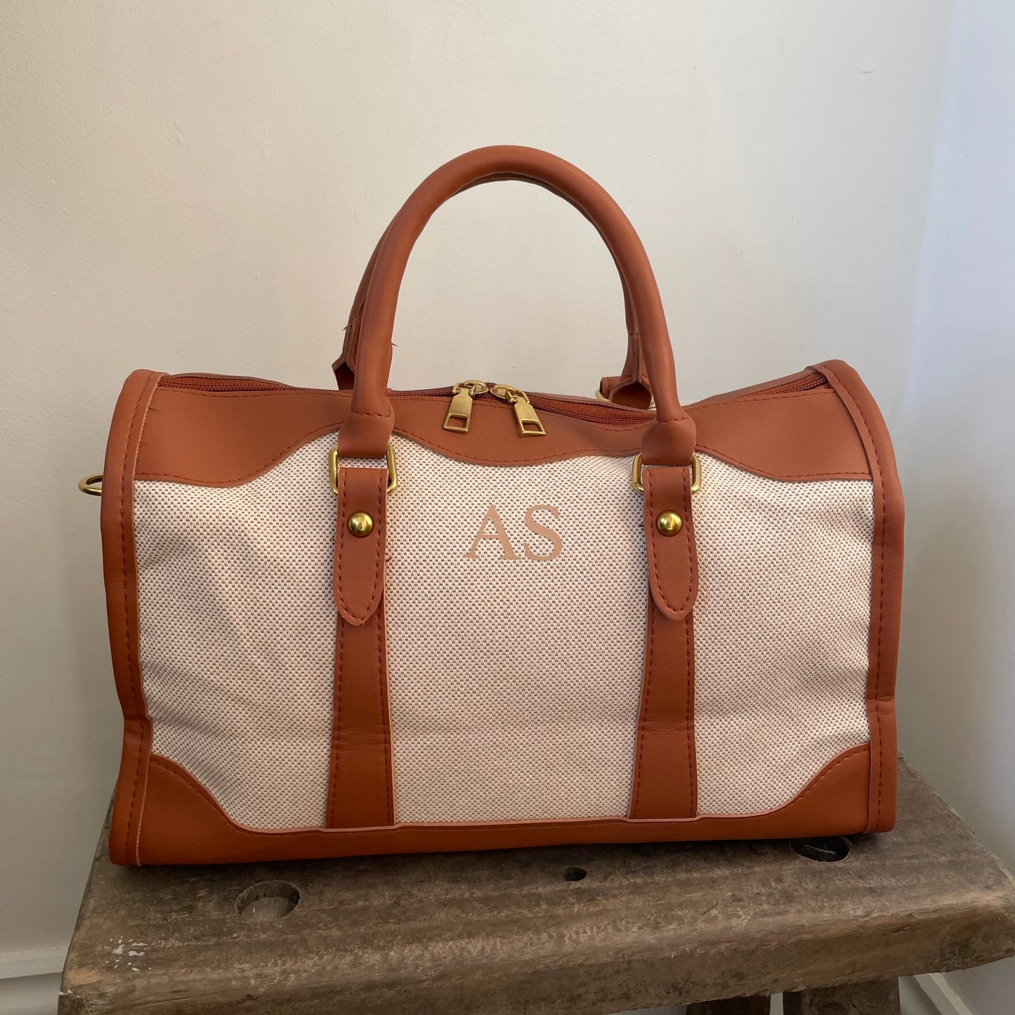 Personalised LILY Canvas & Faux Leather Handbag Cross Body
