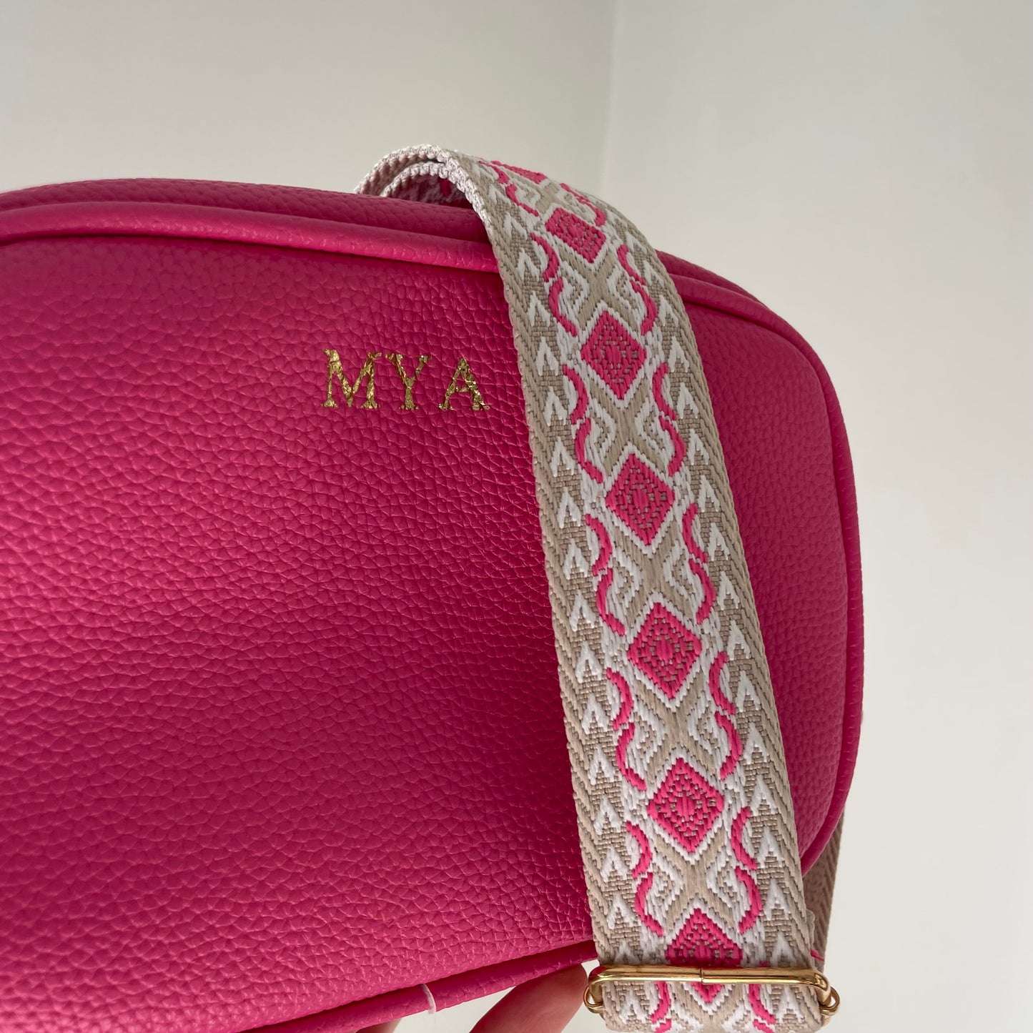 Personalised MAE Embossed Faux Leather Tassel 2 Strap Cross Body Bag