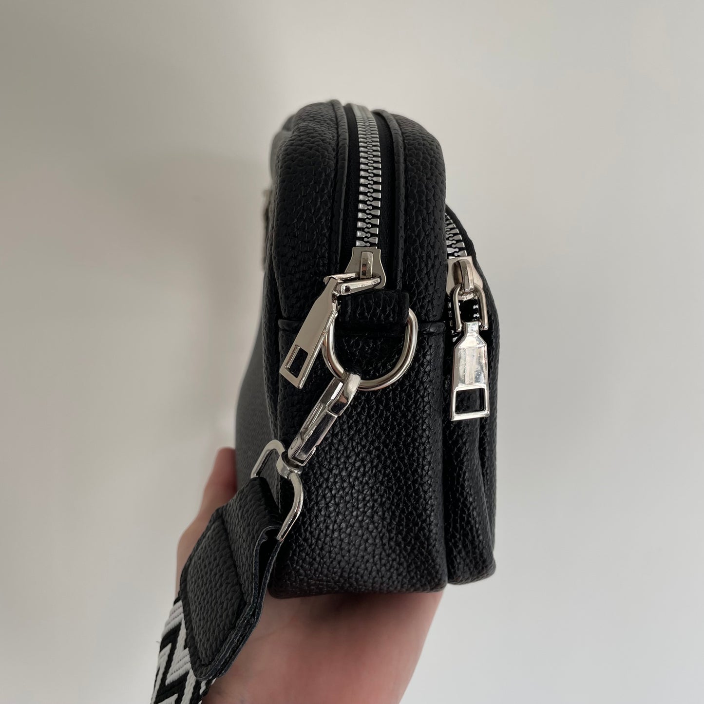 Personalised Black Embossed Cross Body Bag & Coin Purse Set