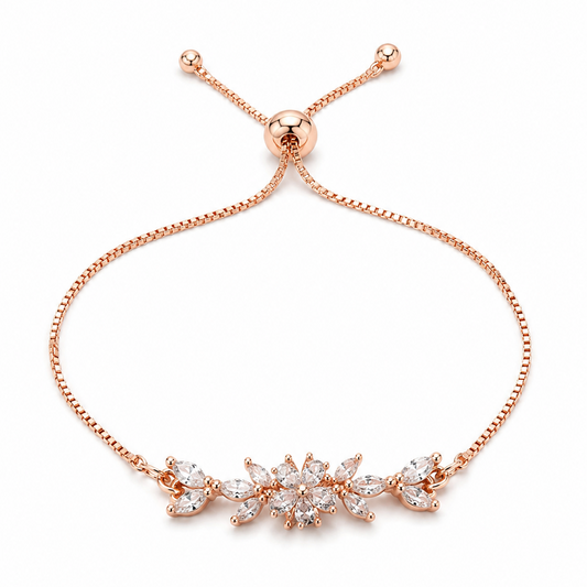 Rose gold flower tennis bracelet