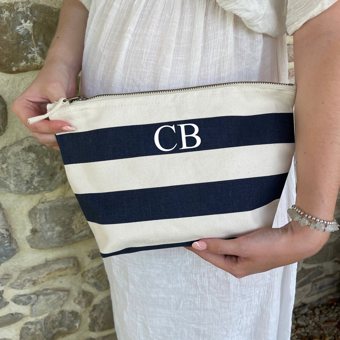 Personalised PALMA Rope Canvas Large Tote Beach Shoulder Bag