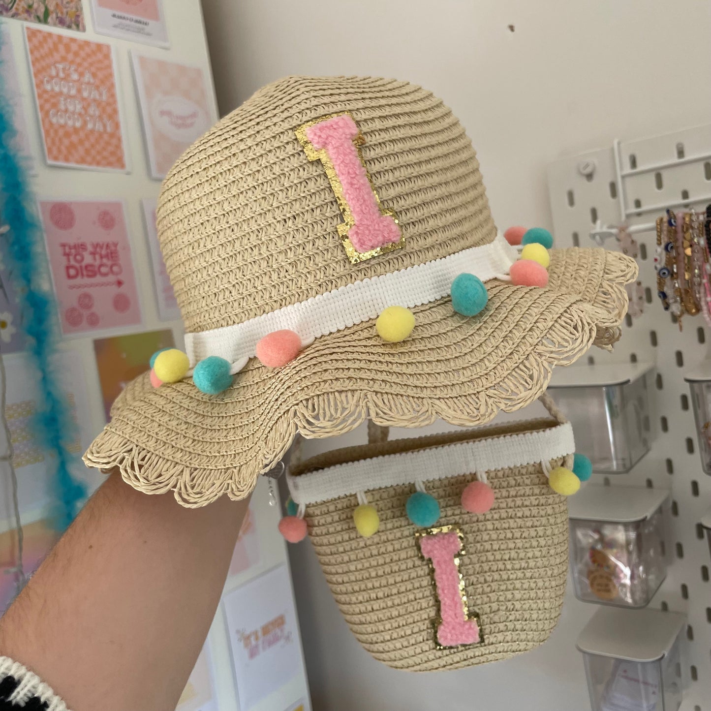 Personalised Childrens Patch 2pcs Sun hat & Bag Set