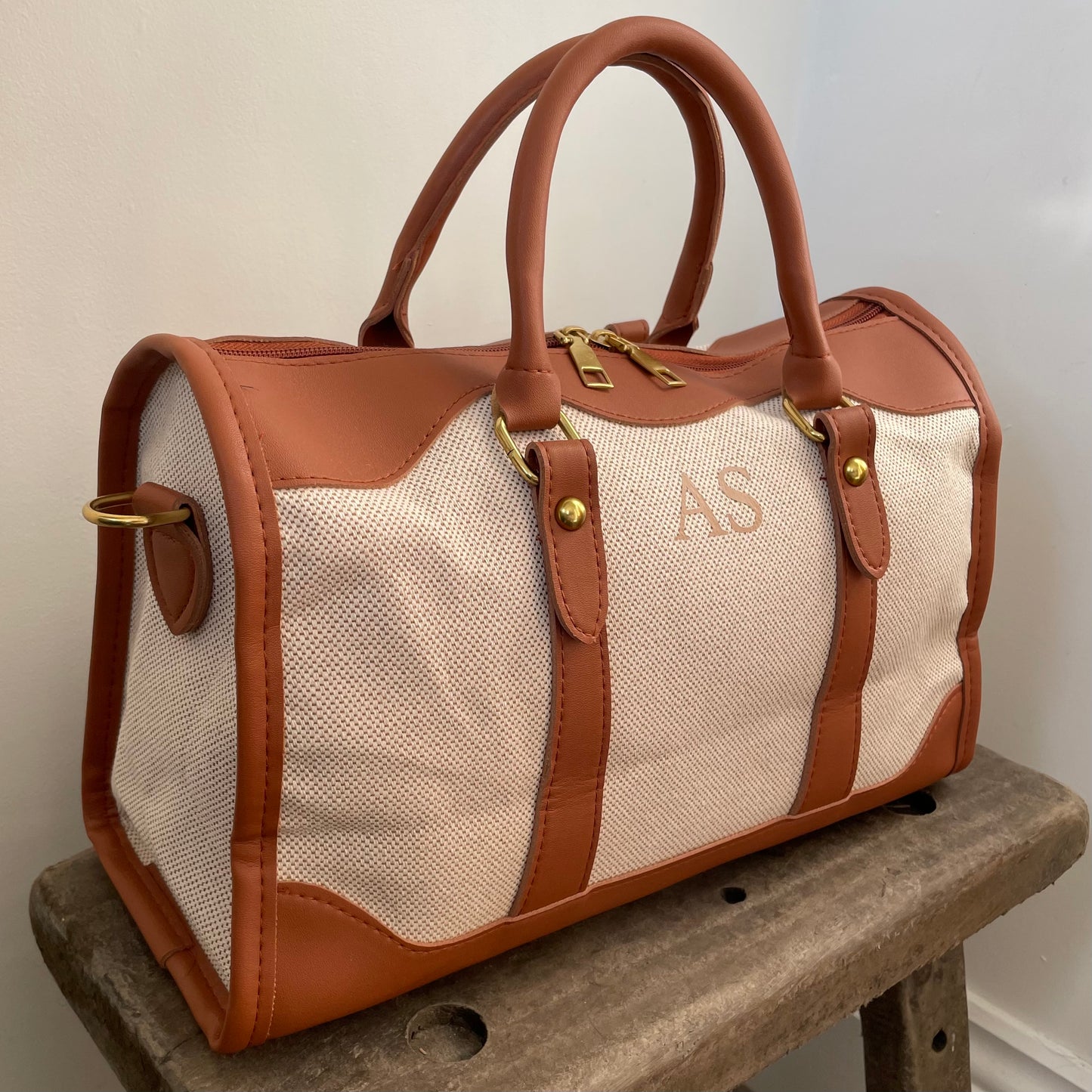 Personalised LILY Canvas & Faux Leather Handbag Cross Body