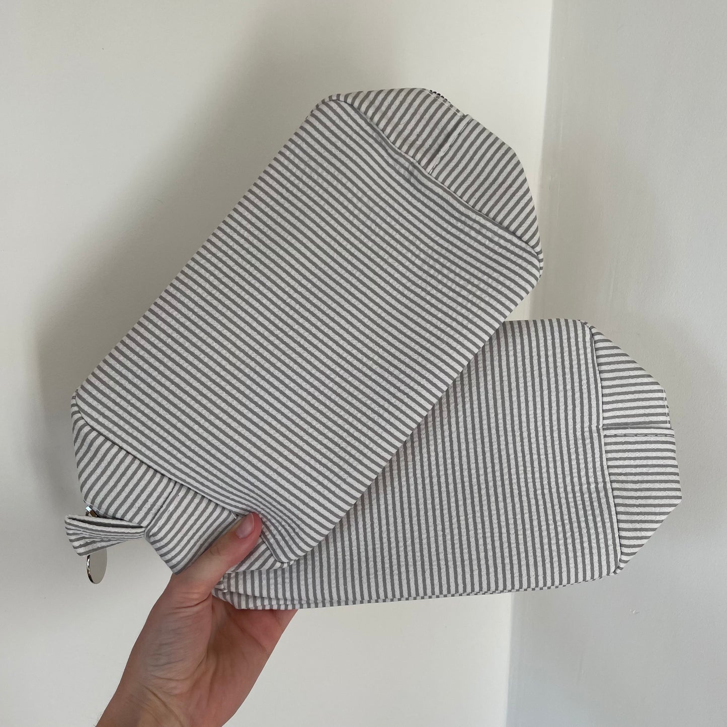 Personalised Grey Pinstripe Pouch