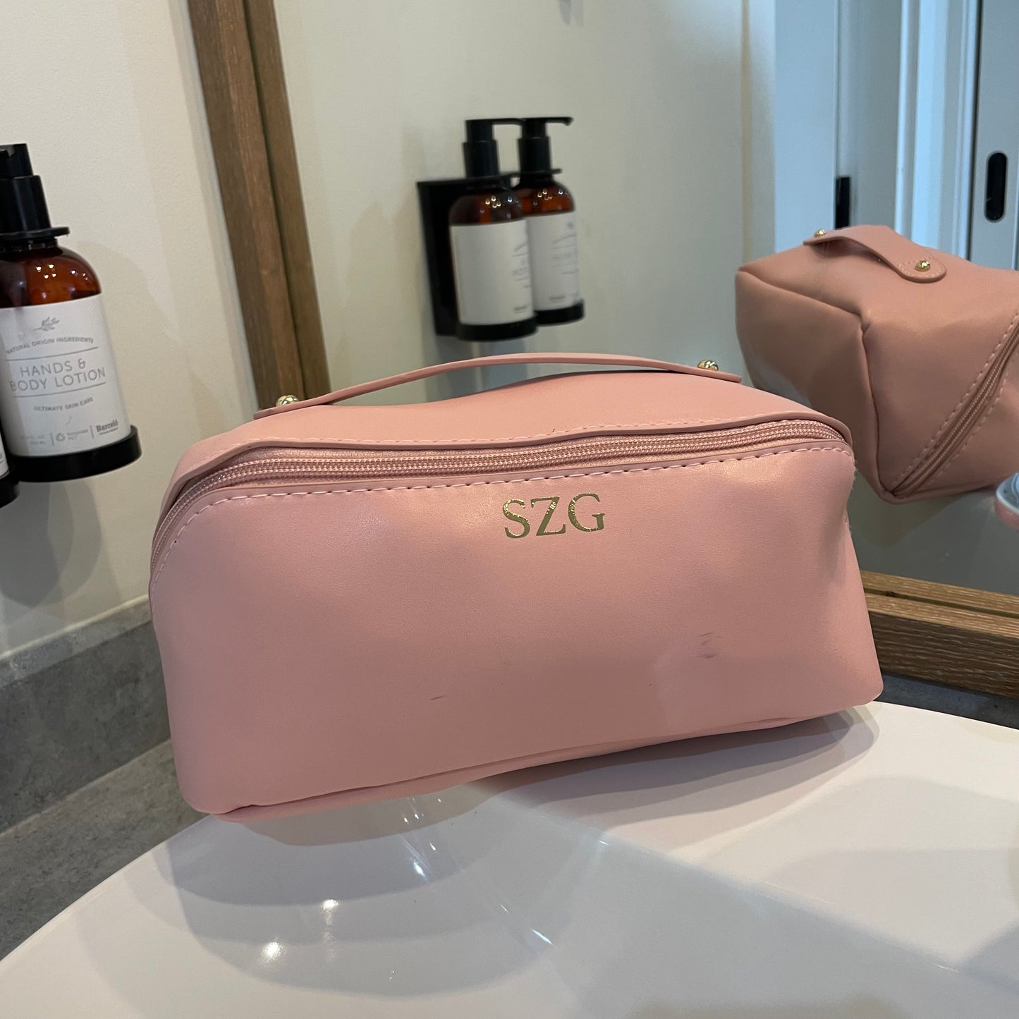 Personalised Zip Around Flat Lay Makeup Bag Toiletry Case