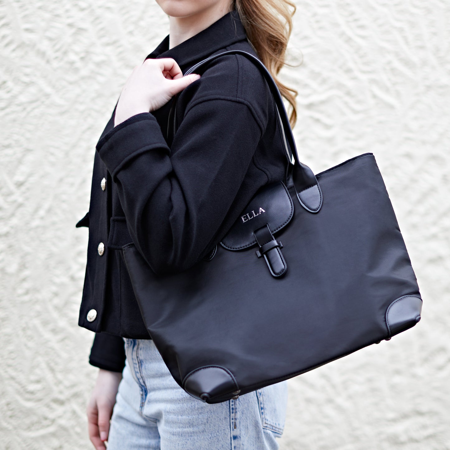 Personalised CARLA Embossed Nylon Tote Shoulder Bag