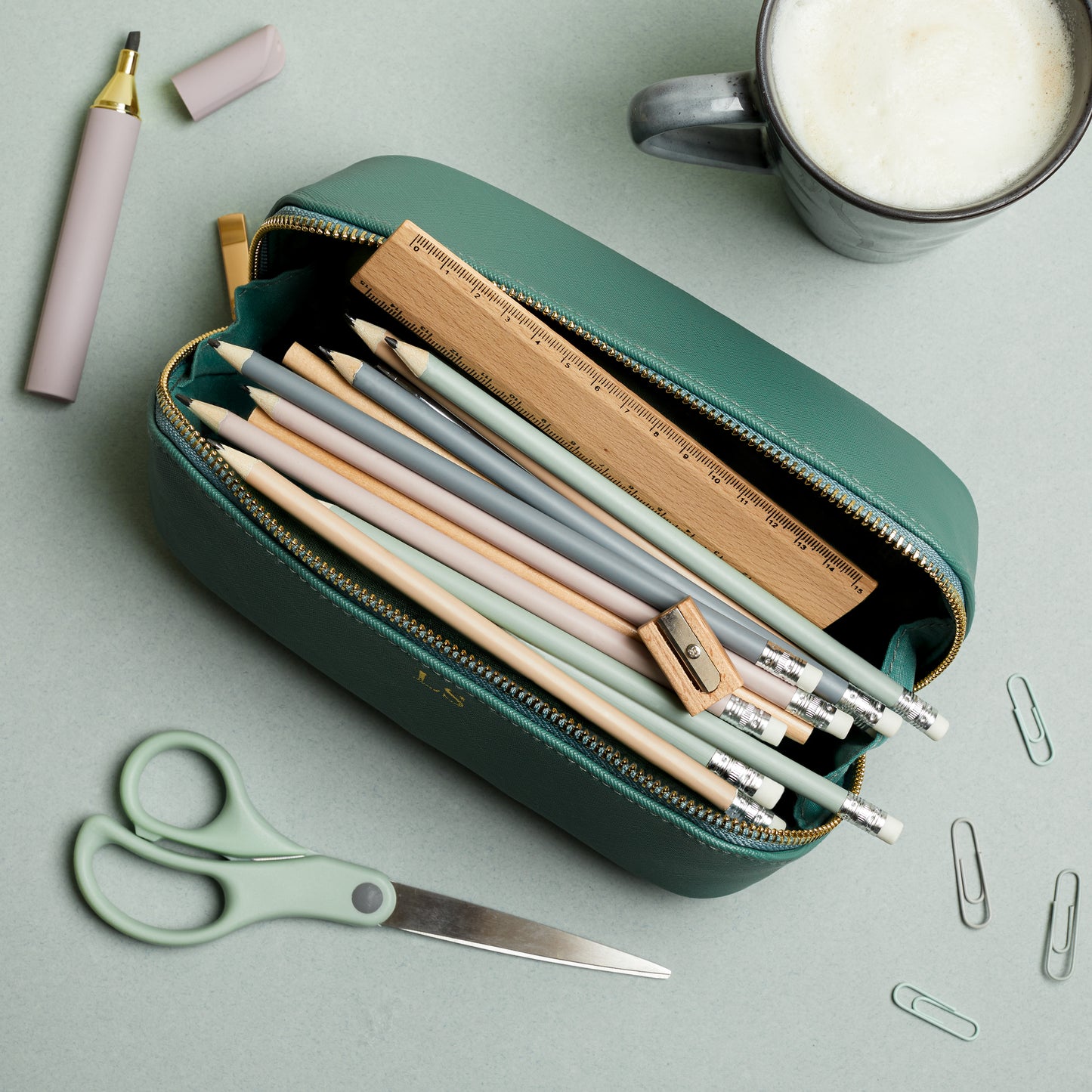 Personalised Small Saffiano Leather Zip Around Makeup Pencil Case