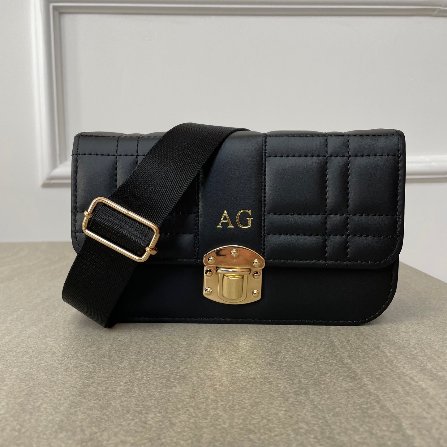 Personalised BETHANY Embossed Quilted Cross Body Bag