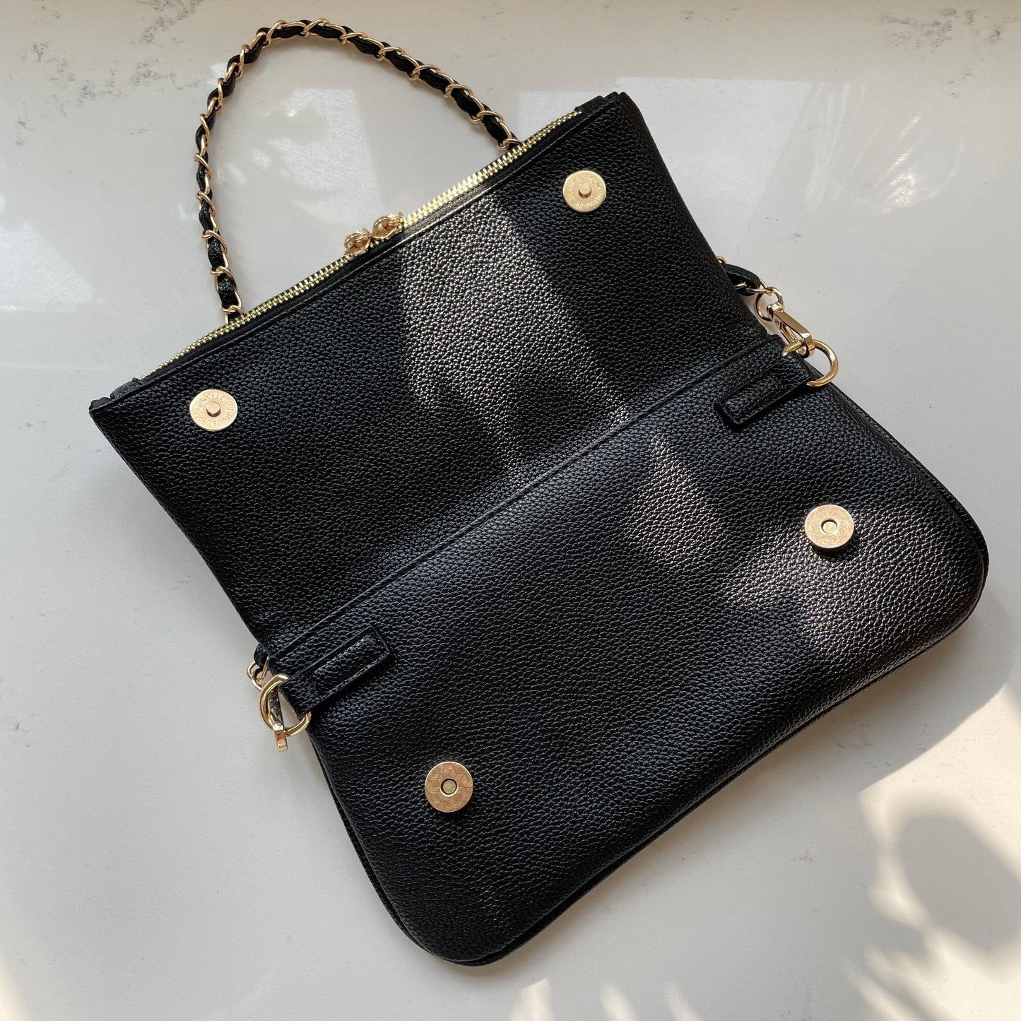 Personalised GEMMA Embossed Faux Leather Chain Shoulder Bag