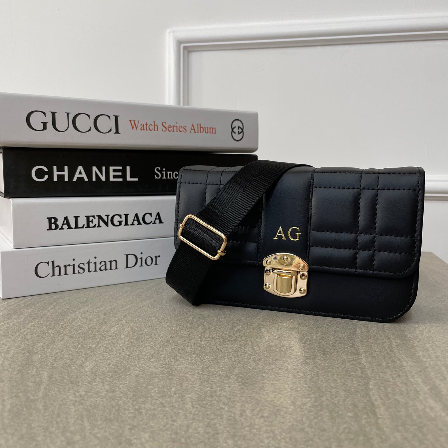 Personalised BETHANY Embossed Quilted Cross Body Bag