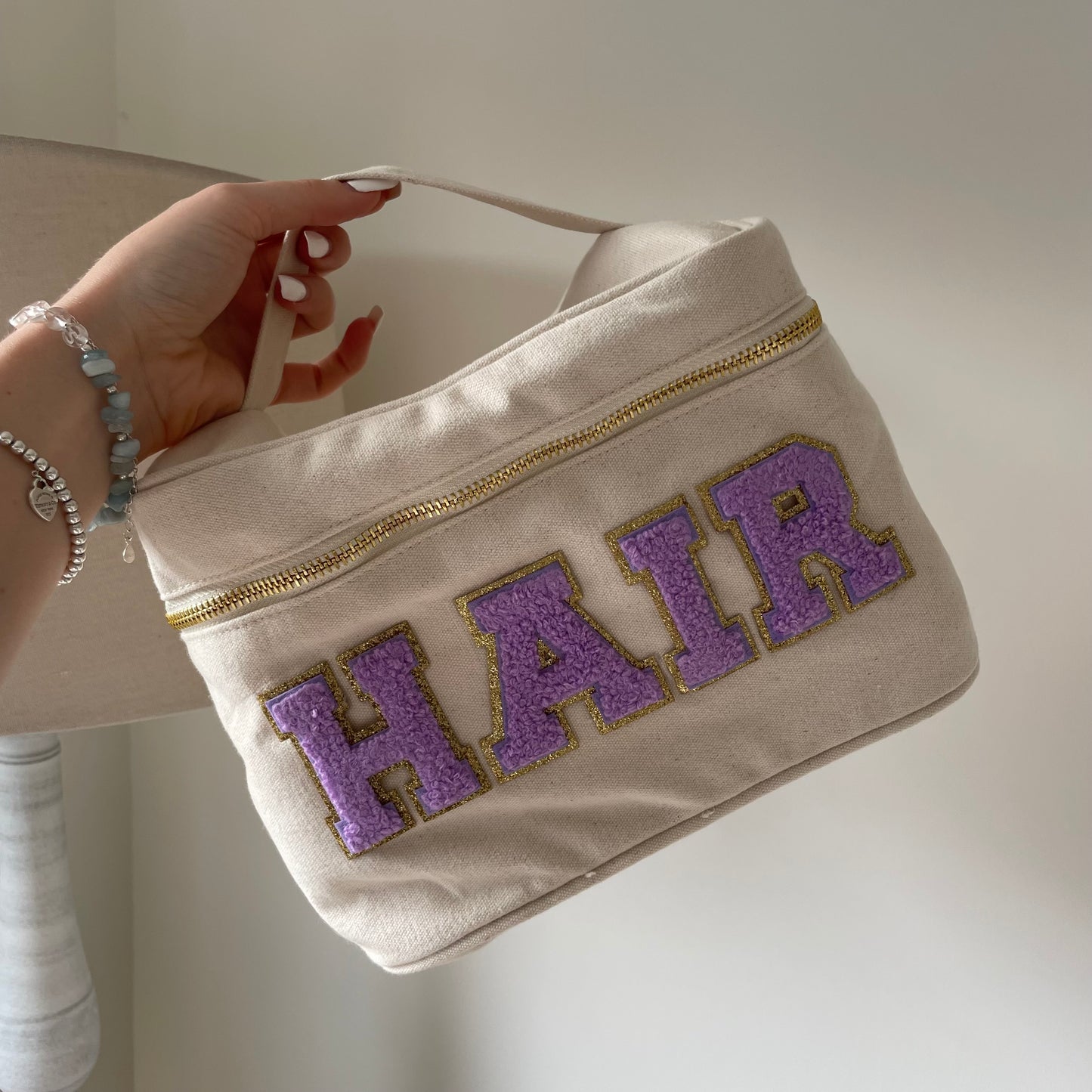 Personalised Patch Canvas Vanity Makeup Toiletry Carry Case Cosmetic Bag
