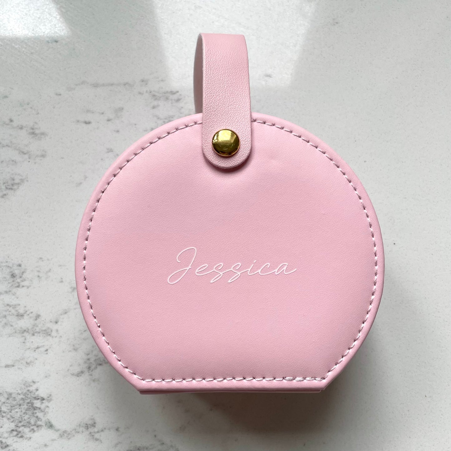 Personalised Circle Travel Jewellery Box