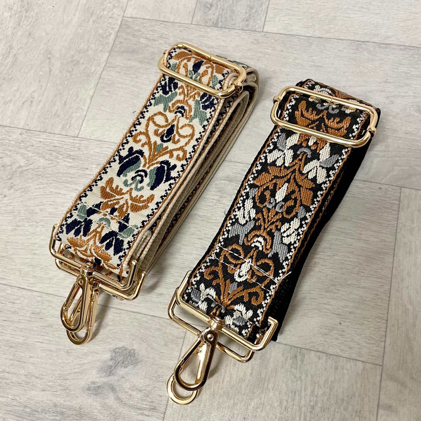 Grand Embroidered Gold Hardware Bag Straps