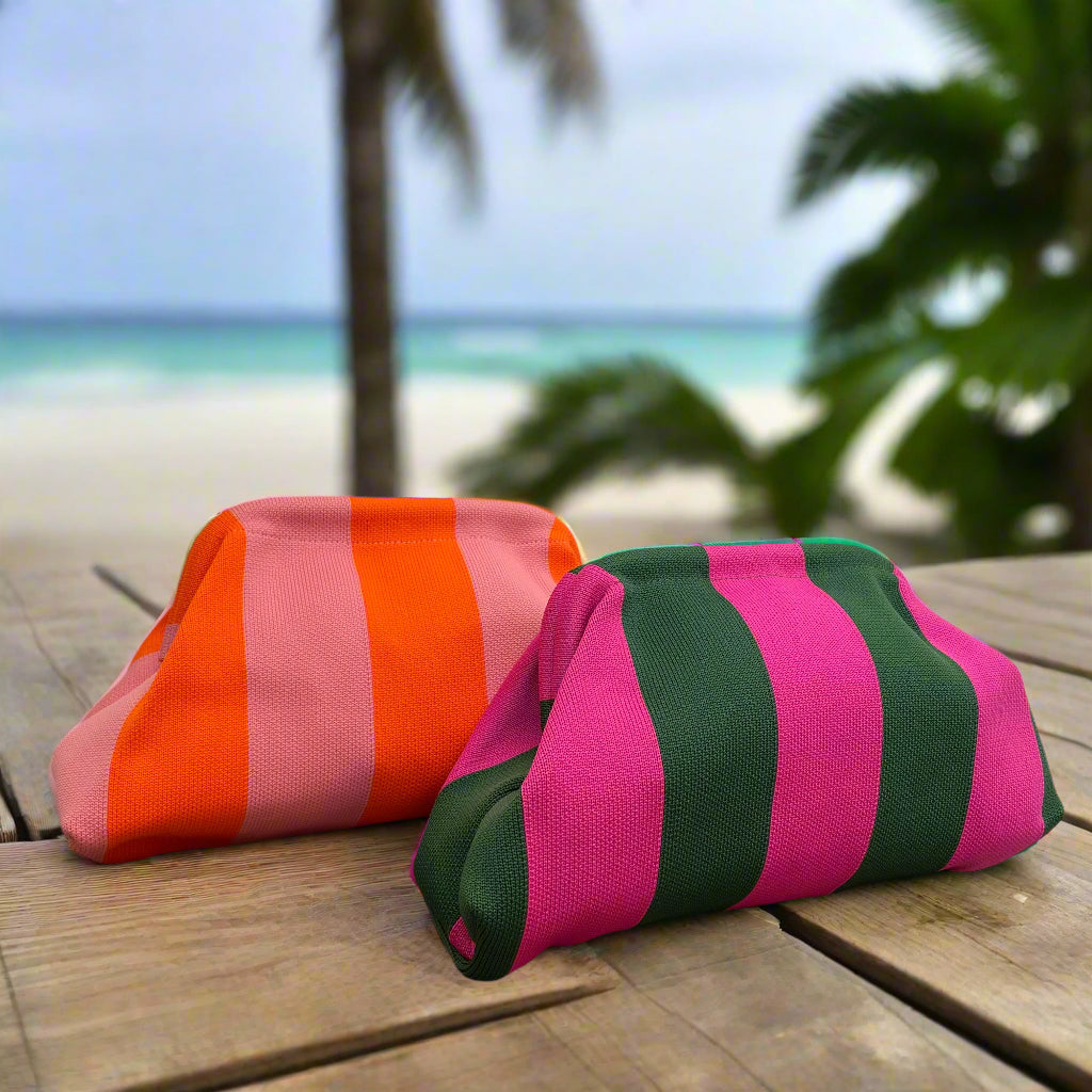Personalised RACHEL Stripe Clutch Bag
