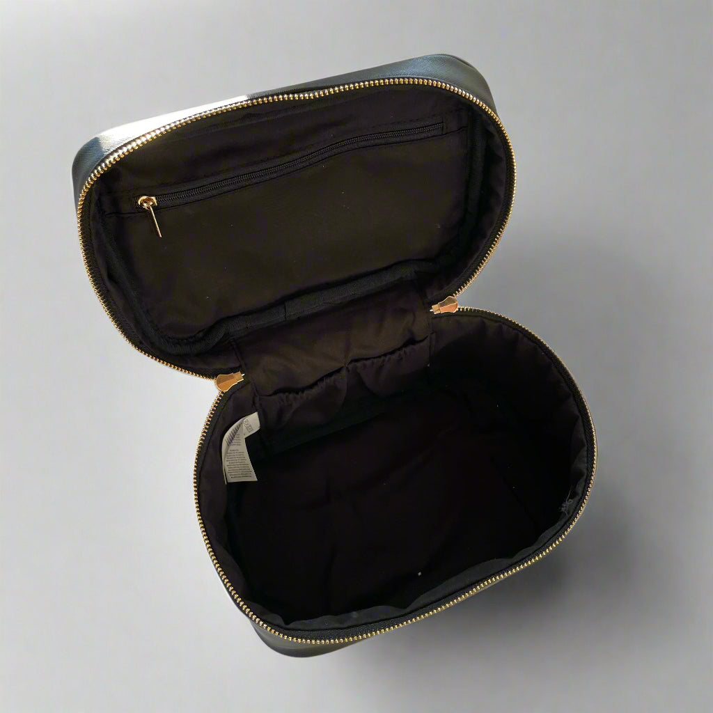Personalised Saffiano Leather Makeup Zip Around Carry Case