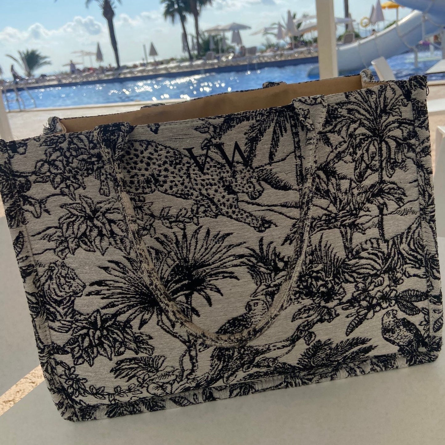 Personalised Tropical Large Initial Tote Bag