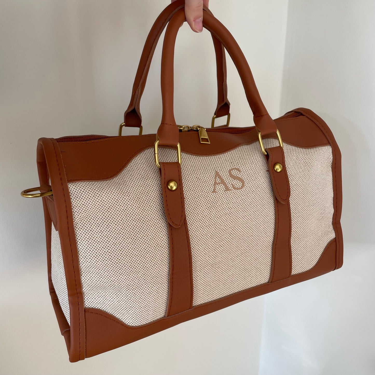 Personalised LILY Canvas & Faux Leather Handbag Cross Body