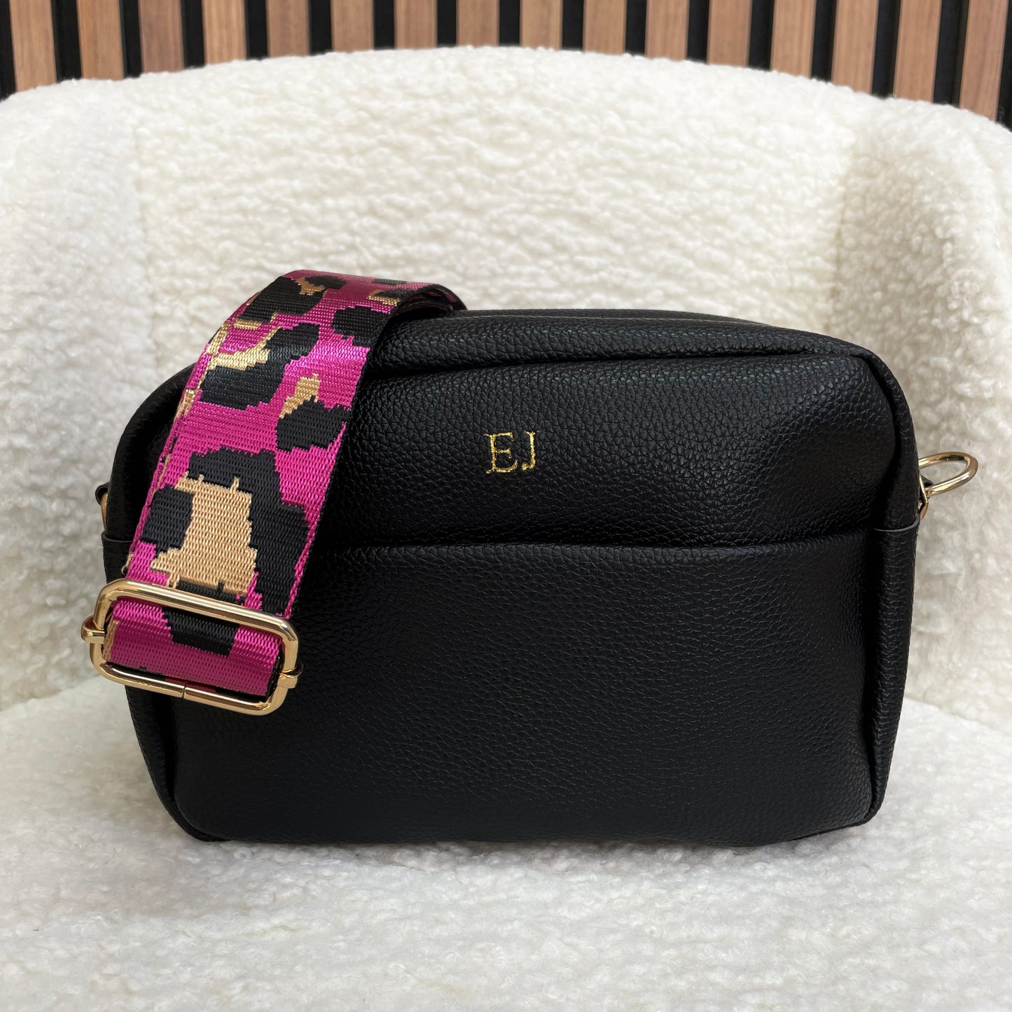 Personalised ELLIE Embossed Faux Leather Leopard Print Cross Body Bag & Purse Set