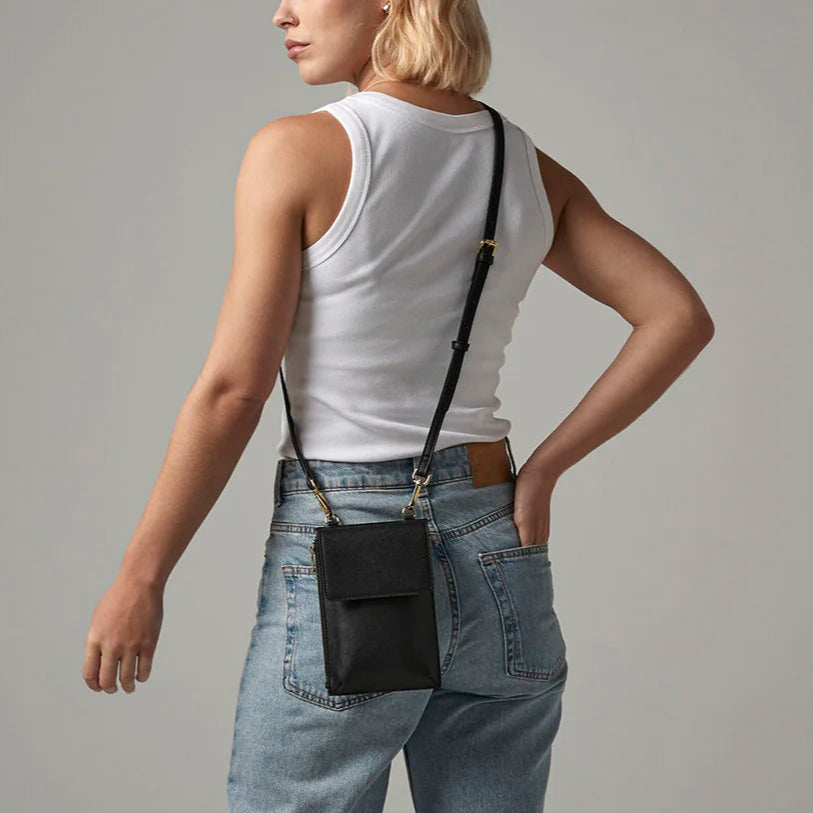 Personalised Saffiano Leather cross Body Phone Document Holder