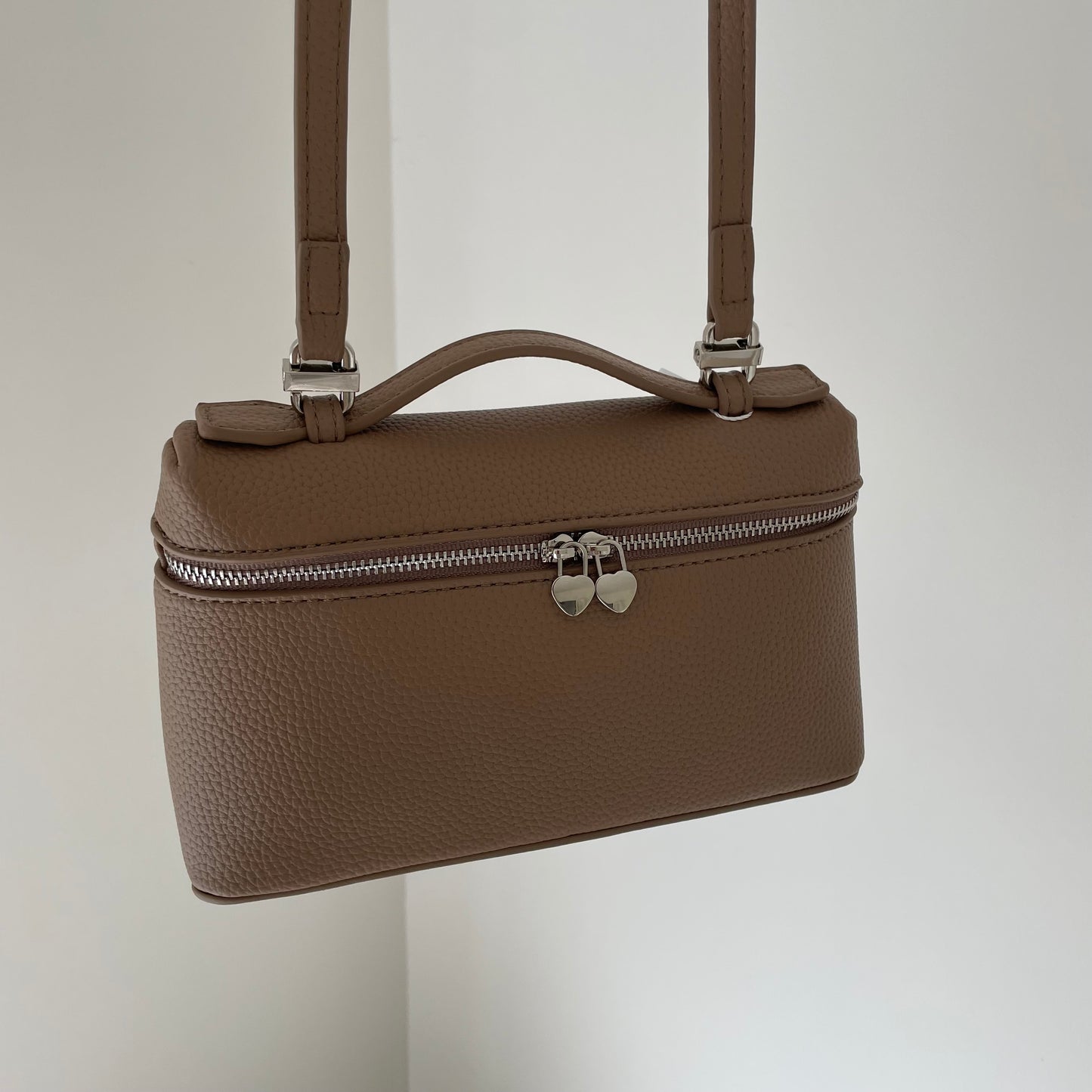 Personalised Taupe Embossed Saffiano Leather Cross Body Bag