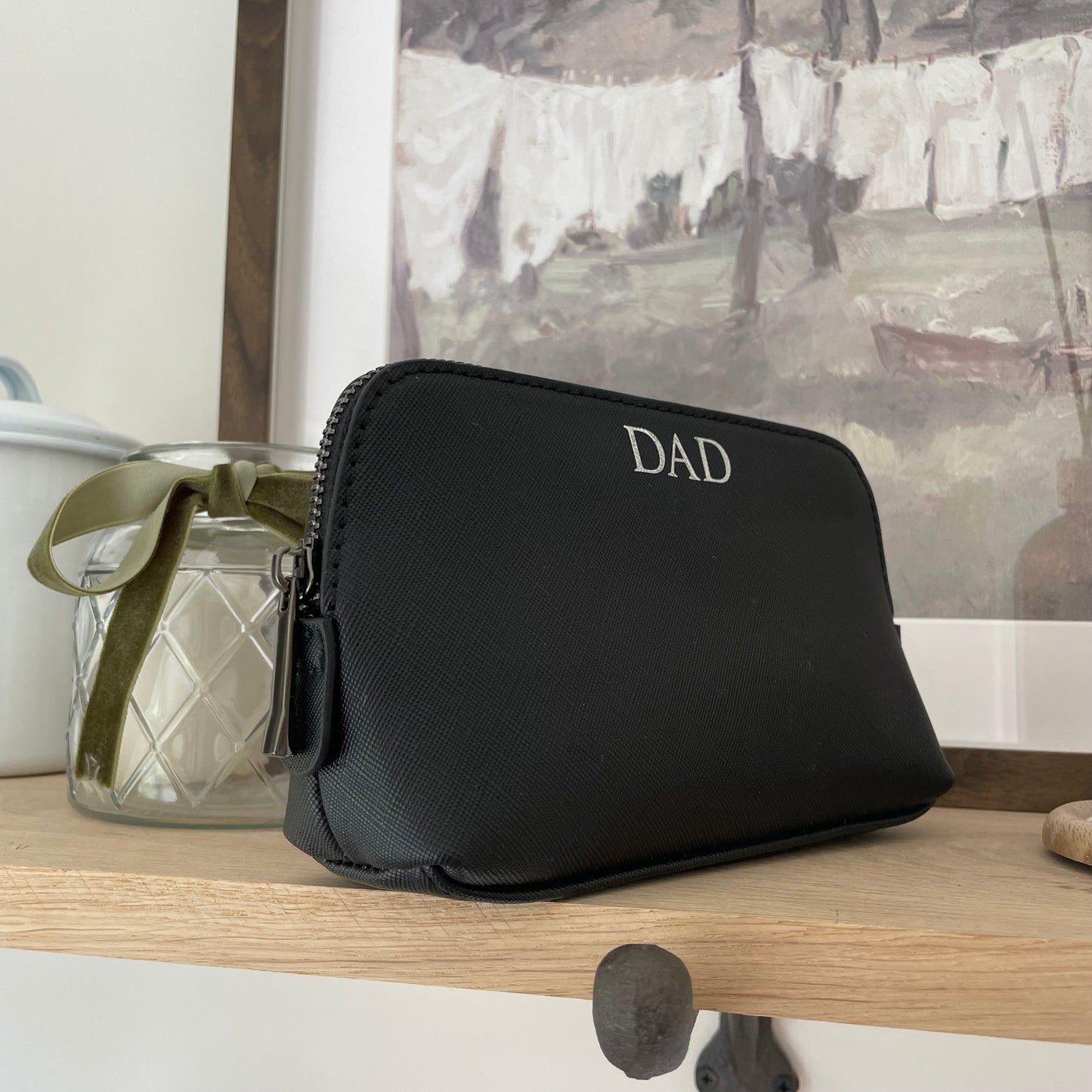 Personalised Mens Saffiano Leather Toiletry Bag