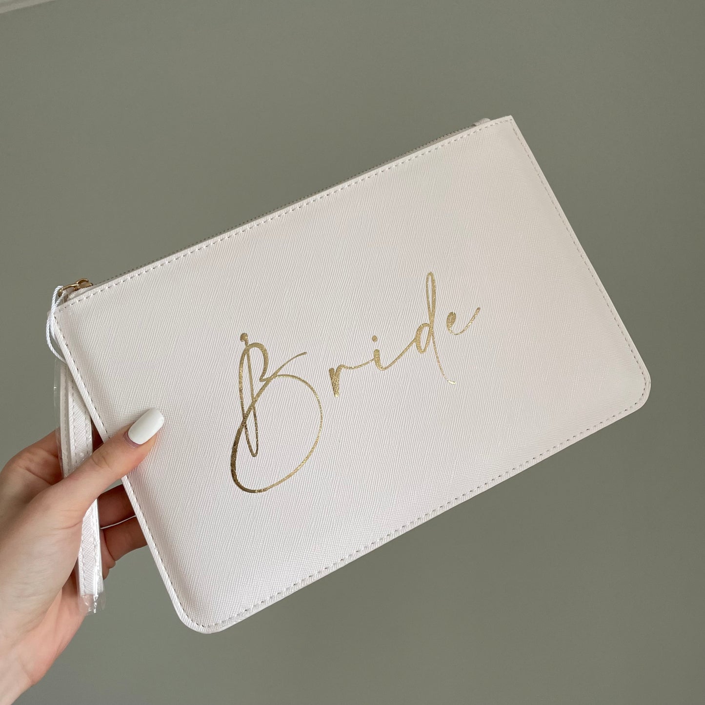 Personalised Saffiano Leather Clutch Bag Zip Pouch