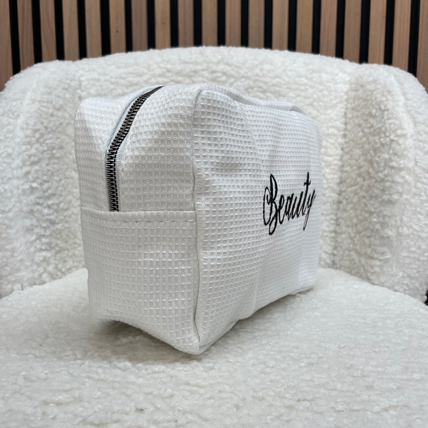 Personalised Waffle Embroidered Makeup Cosmetic Bag