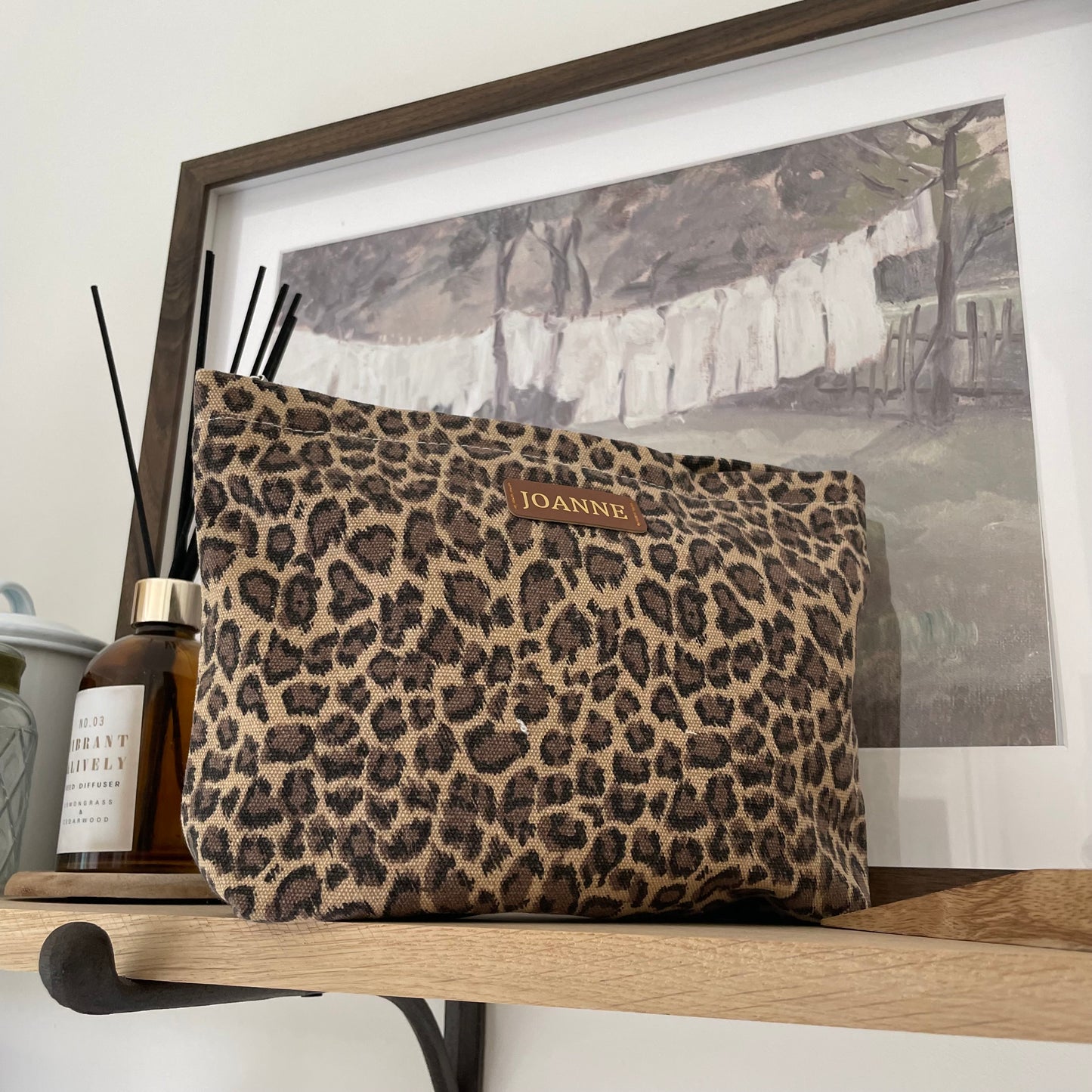 Personalised Leopard Print Makeup Clutch Bag