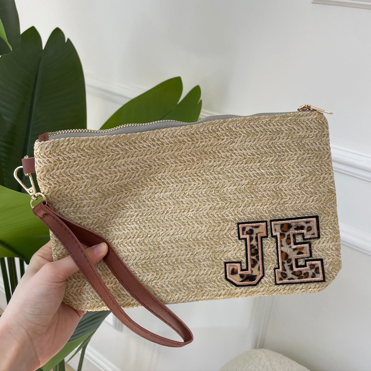 Personalised Leopard Patch Clutch Bag