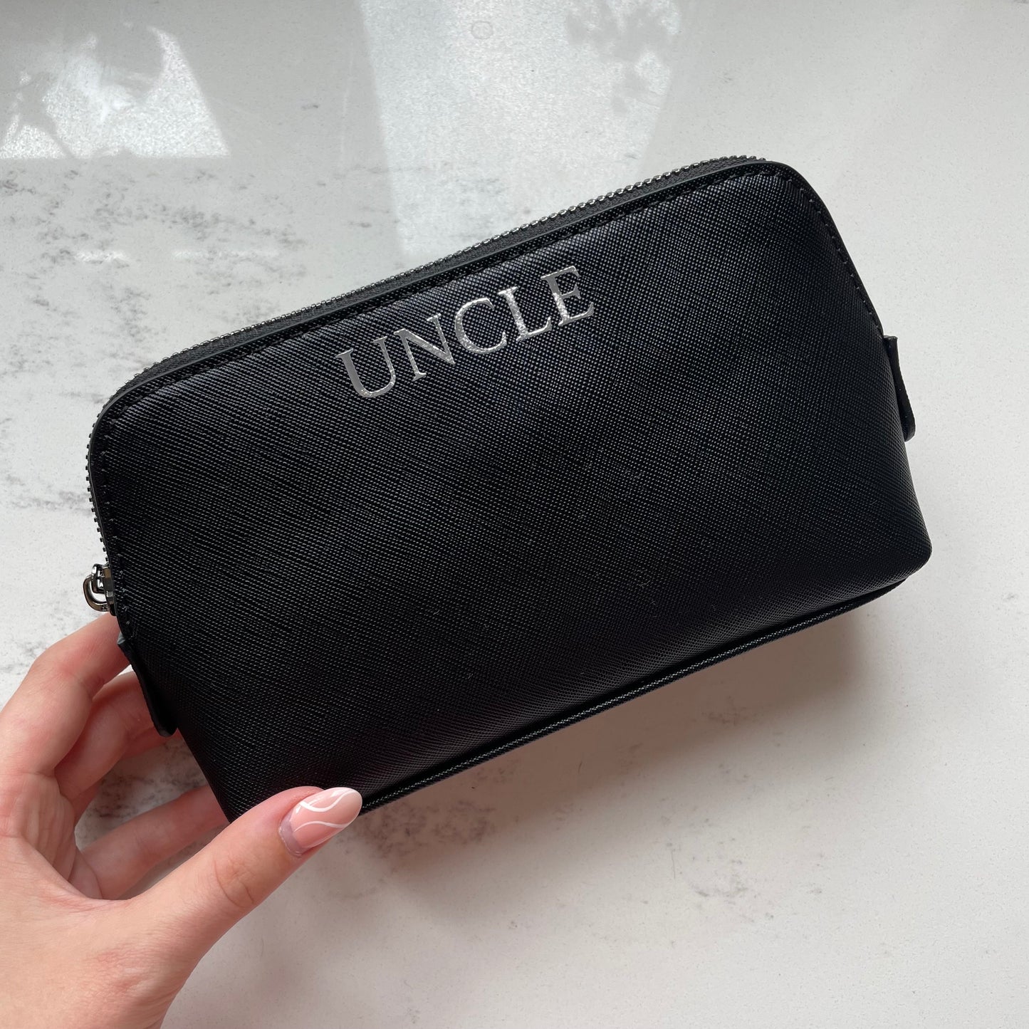 Personalised Mens Saffiano Leather Toiletry Bag