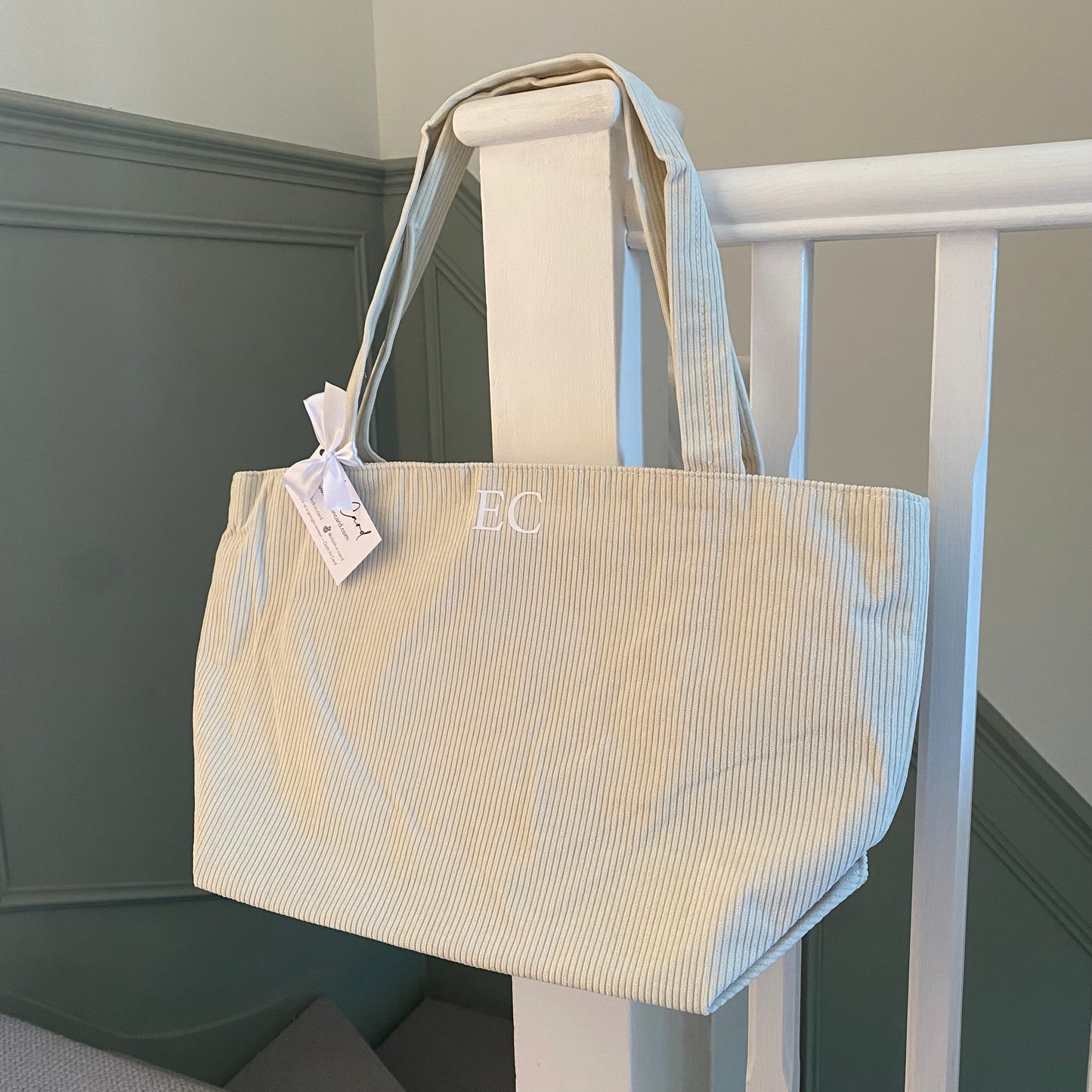 Personalised Corduroy Ribbed Large Tote Shoulder Bag
