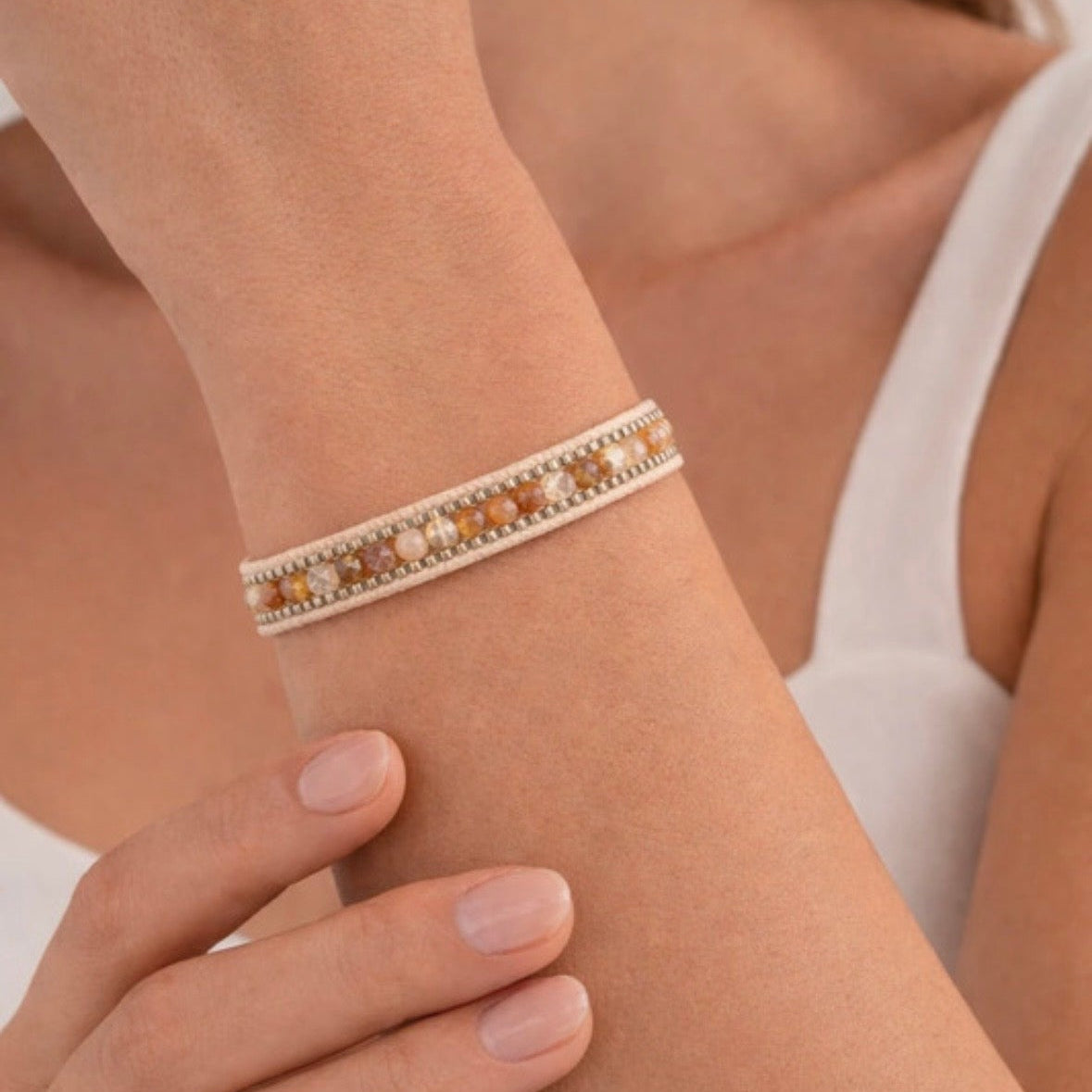 Silver beaded bracelet