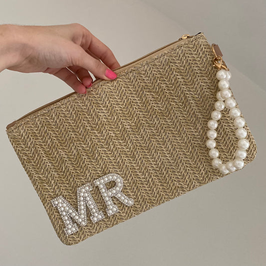 Personalised Pearl Patch Clutch Bag
