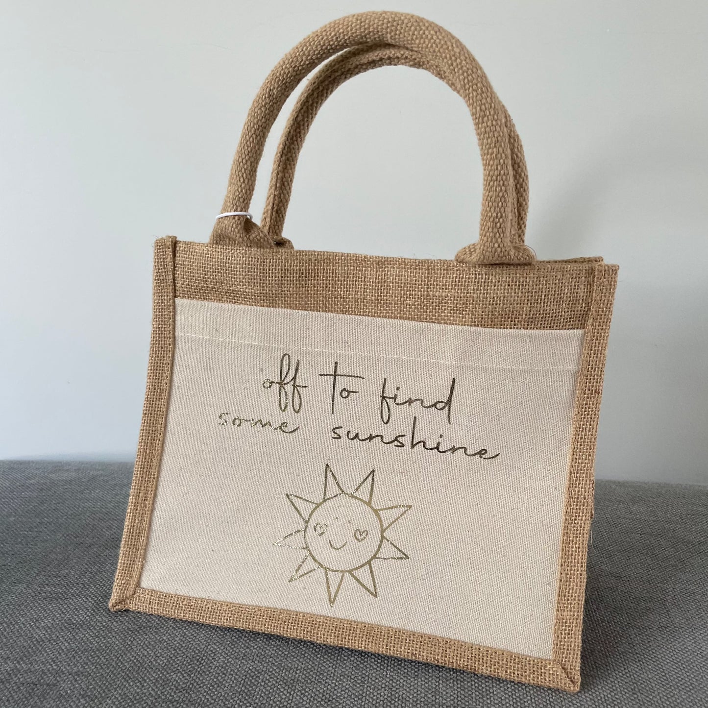 Off to find some Sunshine Square Jute Lunch Top Handle Bag