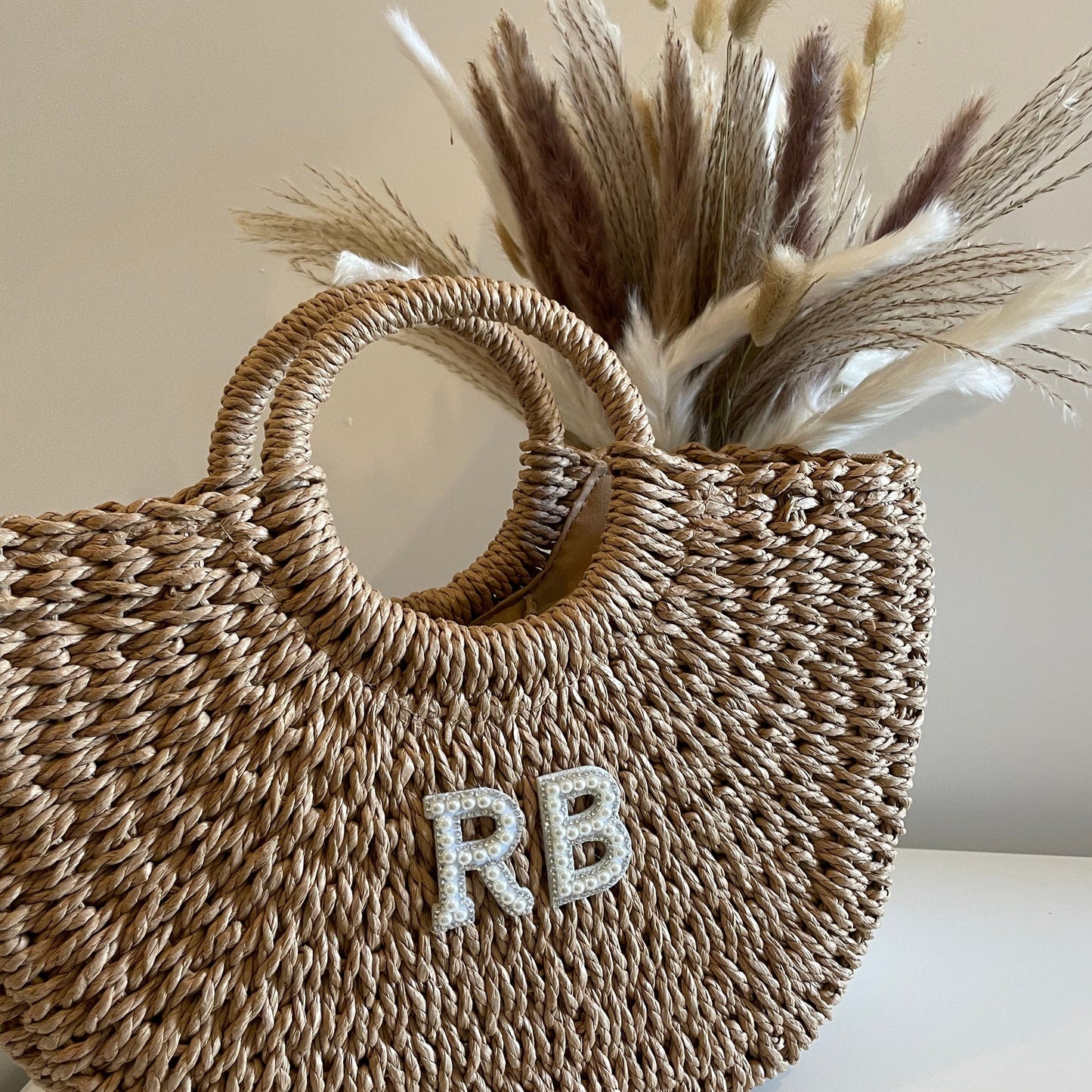 Personalised Large ADA Straw Basket Bag