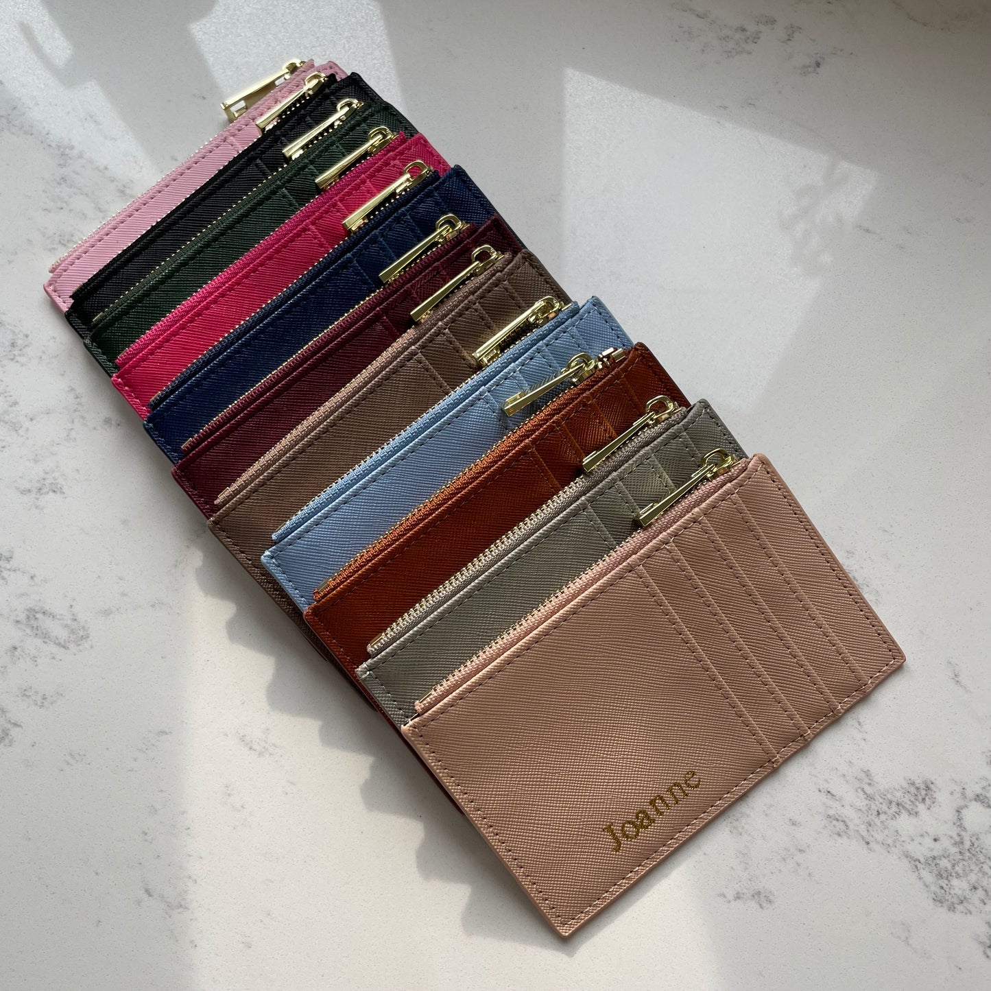 Personalised Embossed Saffiano Leather Card Holder Wallet Purse