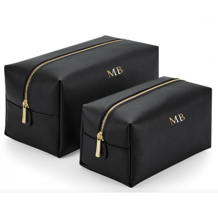 Personalised Saffiano Leather Makeup Zip Around Cube Bag