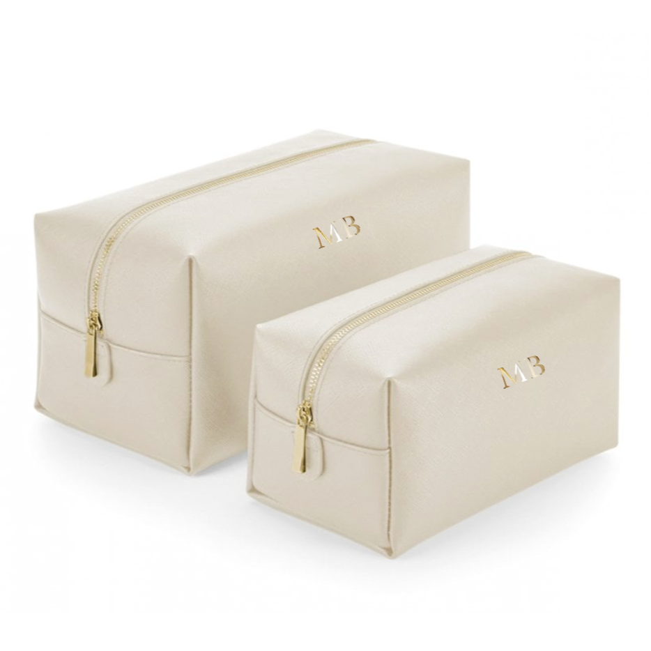 Personalised Saffiano Leather Makeup Zip Around Cube Bag