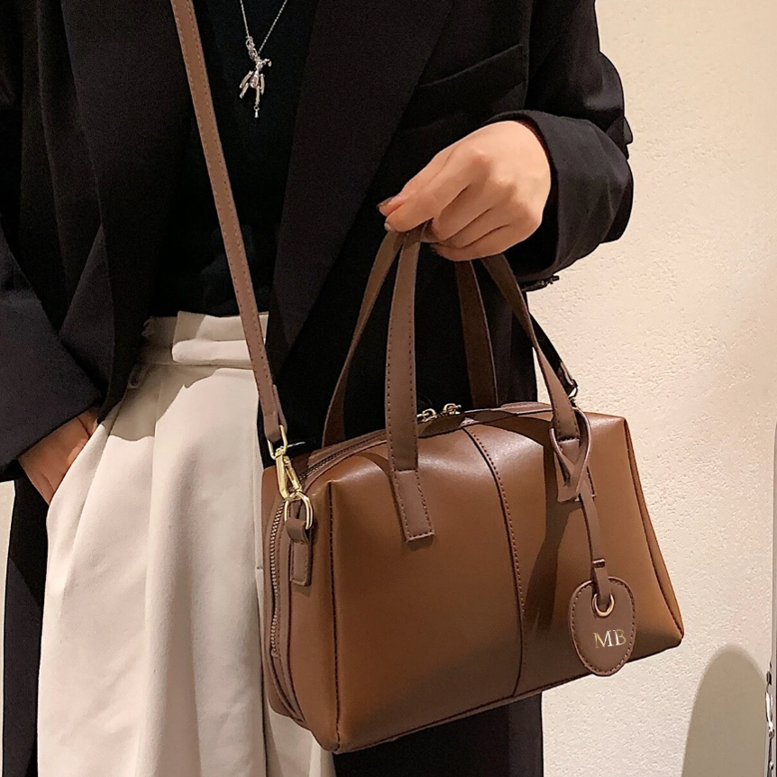 Personalised FREYA Embossed Contrast Tag Cross Body Bag