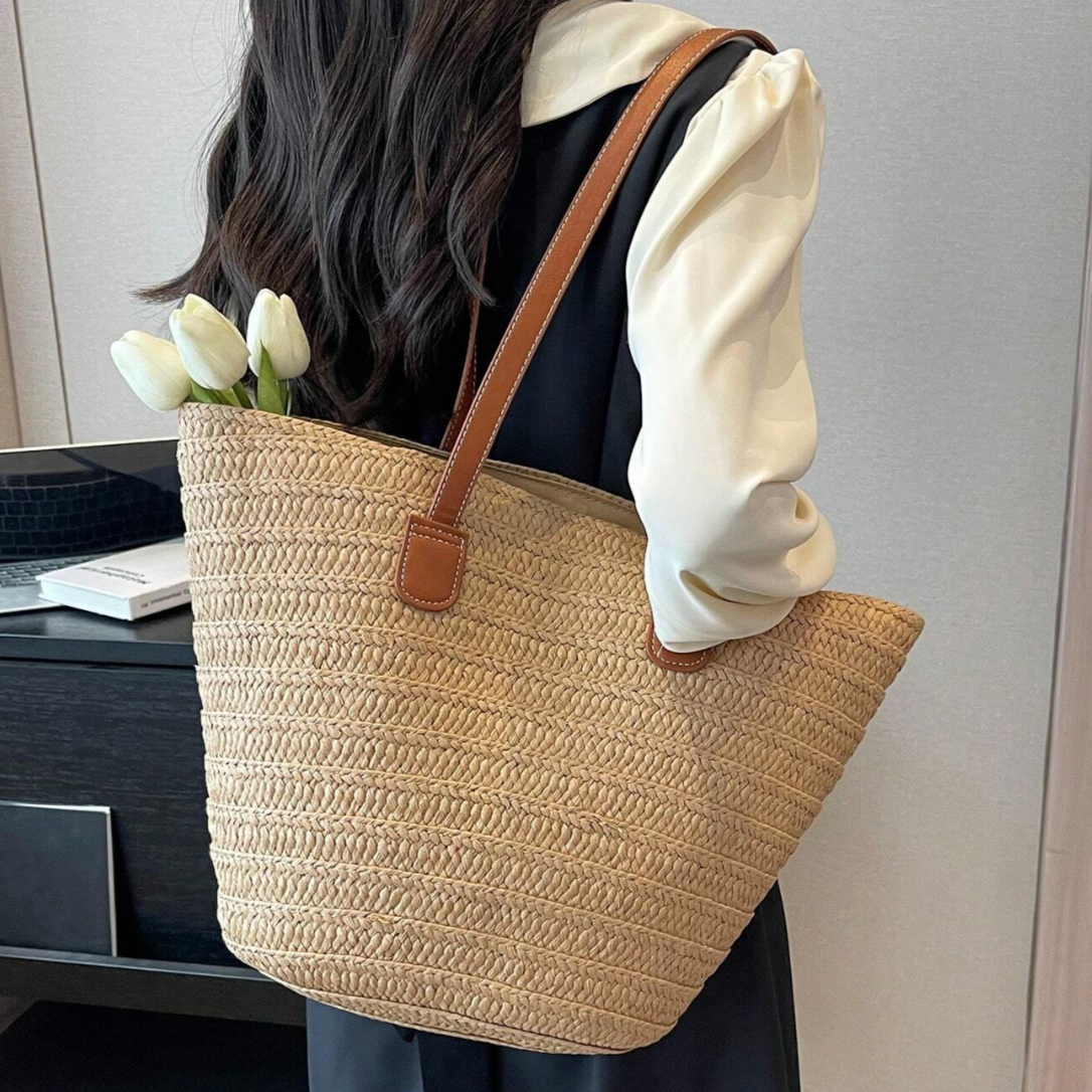 Personalised LOTTIE Straw Tote Beach Shoulder Bag