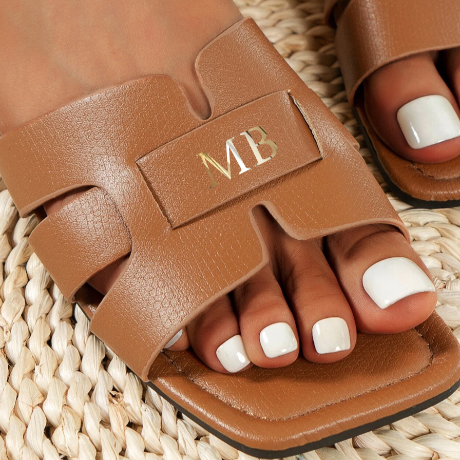 Personalised Faux Leather Cut Out Summer Sliders Sandals
