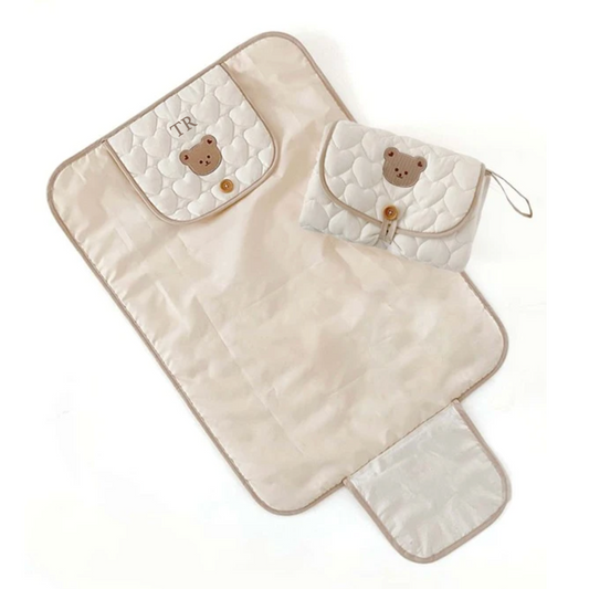 Personalised Teddy Bear Quilted Baby Changing Mat
