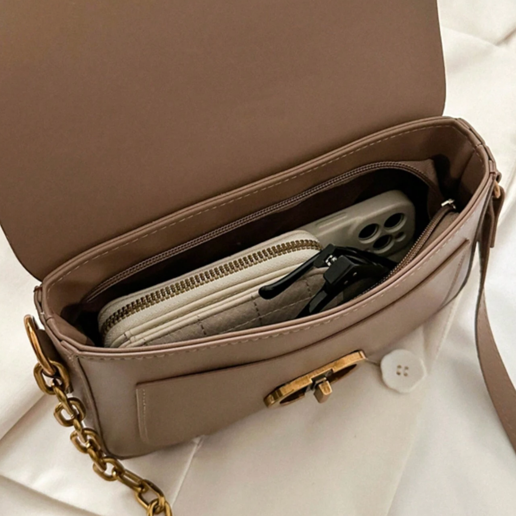 Personalised CHARLIE Faux Leather Twist Lock Shoulder Bag