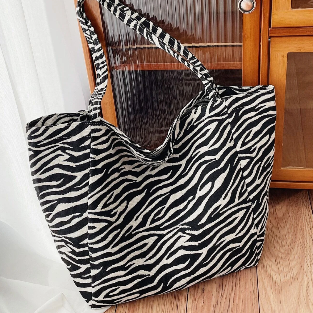 Personalised Zebra Print Large Cotton Tote Bag