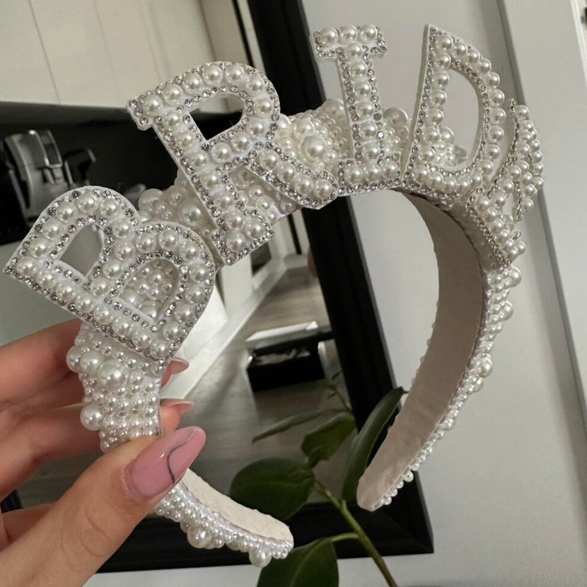 Personalised Pearl Headband Crown Bridal Birthday